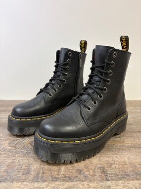 Dr. Martens Jadon lll Pisa Leather Platform Combat Boots Black W 7 | M 6